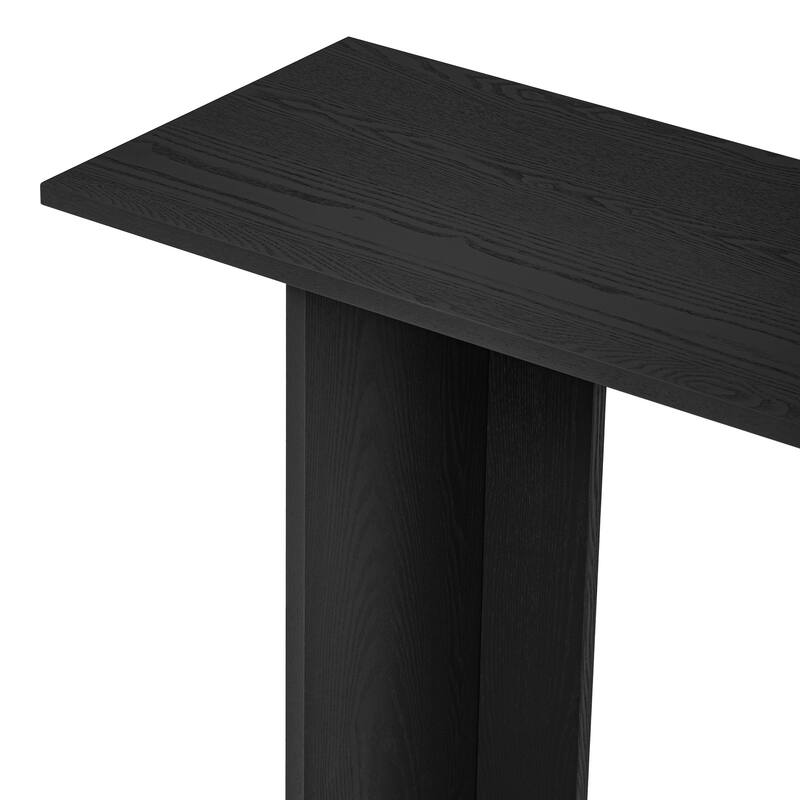 60" Curved Console Table with Ash Veneer Shelf
