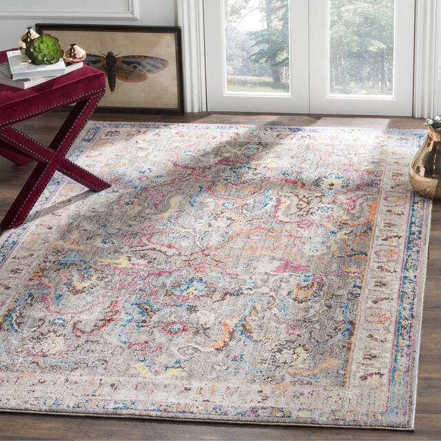 SAFAVIEH Bristol Gretchen Vintage Boho Oriental Polyester Rug - 5'1" x 7'6" - Grey/Ivory