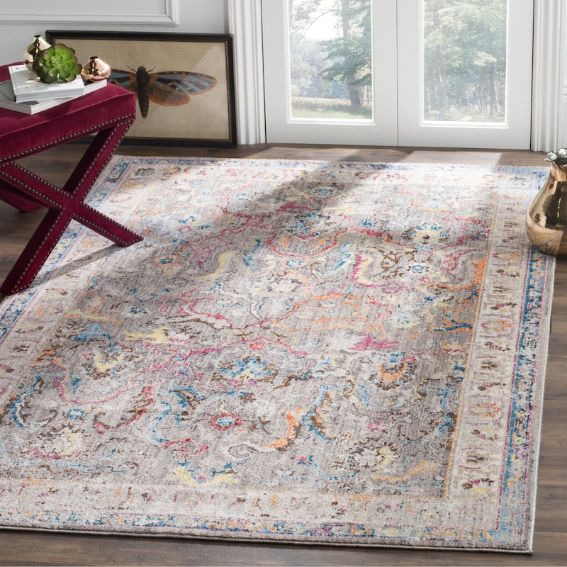 SAFAVIEH Bristol Nisrin Vintage Boho Oriental Polyester Rug - 8' x 10' - Grey/Ivory