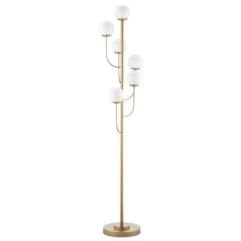 Currey & Company Farnsworth Brass Floor Lamp - 72"h x 15"w x 15"d