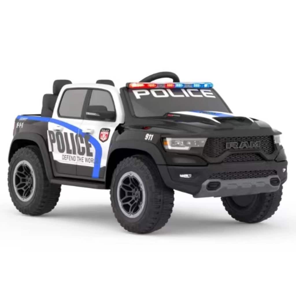 12V Electric Kids Ride On Truck Car, Licensed RAM Police Car for Kids Best Gift