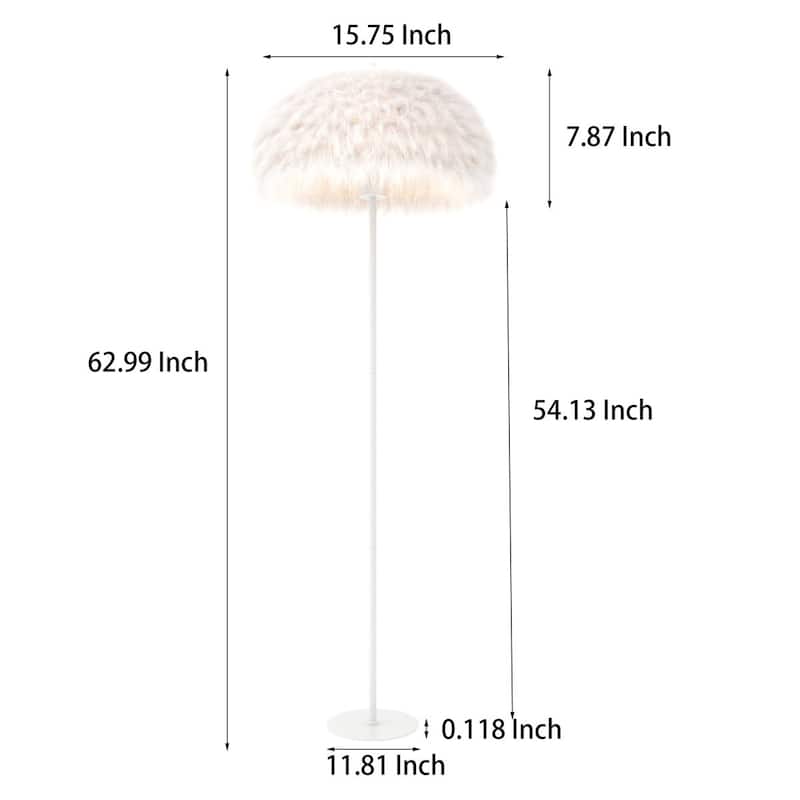 Acroma 63" Blush Pink Feather Floor Lamp with Dome Shade - 1-light
