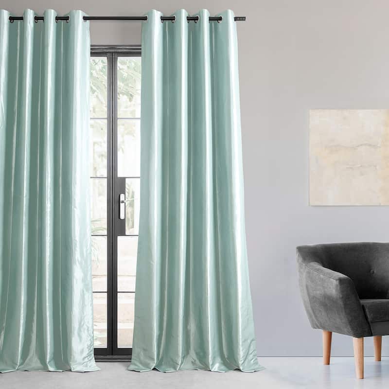 Exclusive Fabrics Grommet Blackout Faux Silk Taffeta Curtain (1 Panel ...
