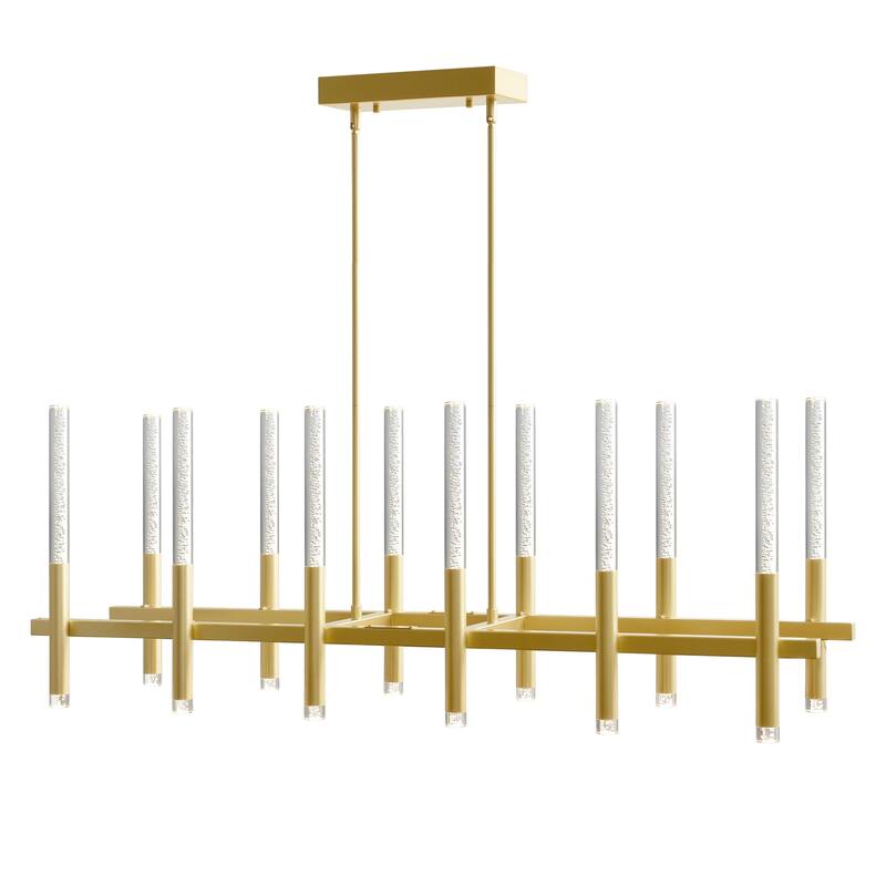 Dragonswatch Integrated LED 48in 12 Pendant Satin Gold Chandelier - Satin Gold - Satin Gold