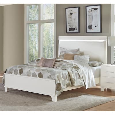 Modern Glam White Finish LED Light Bed 1pc Furniture