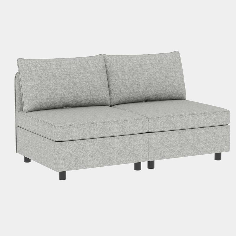 Grey 129'' Convertible 8-Seat Modular Sectional Sofa with Storage Ottoman and Comfortable Sleeper Options