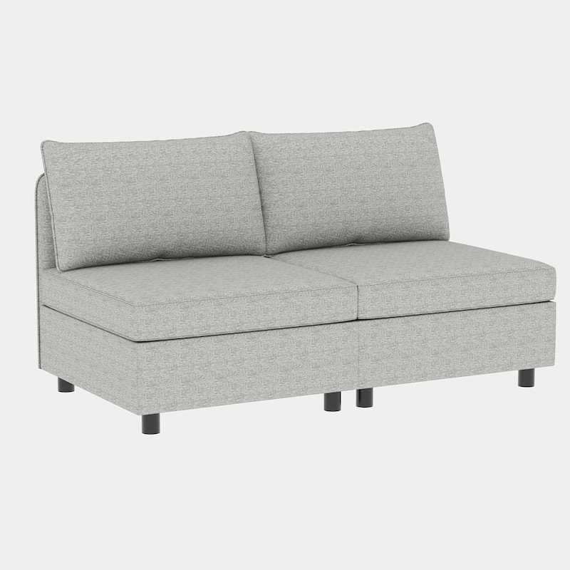 Grey 68'' L-Shaped 6-Seater Sofa with Storage and Ottoman