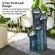 preview thumbnail 27 of 34, Glitzhome 26"H/ 31"H 4-Tier LED Vase-Shaped Ceramic Outdoor Floor Fountain with Birds/ Lotus