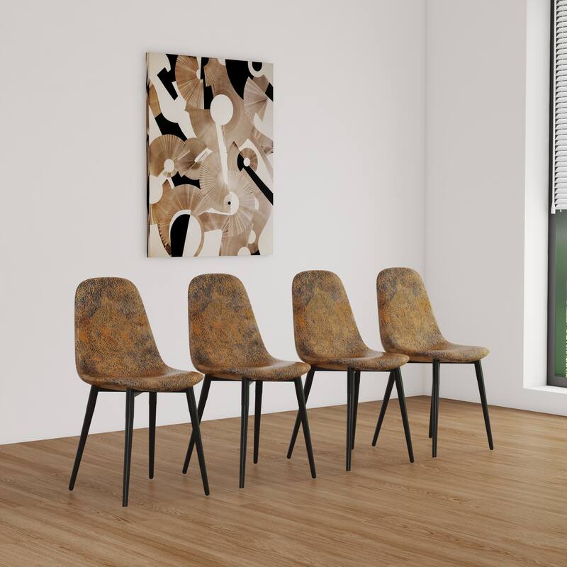 Modern 5-Piece Dining Set with MDF Rectangular Table & 4 Round Corner Dining Chairs