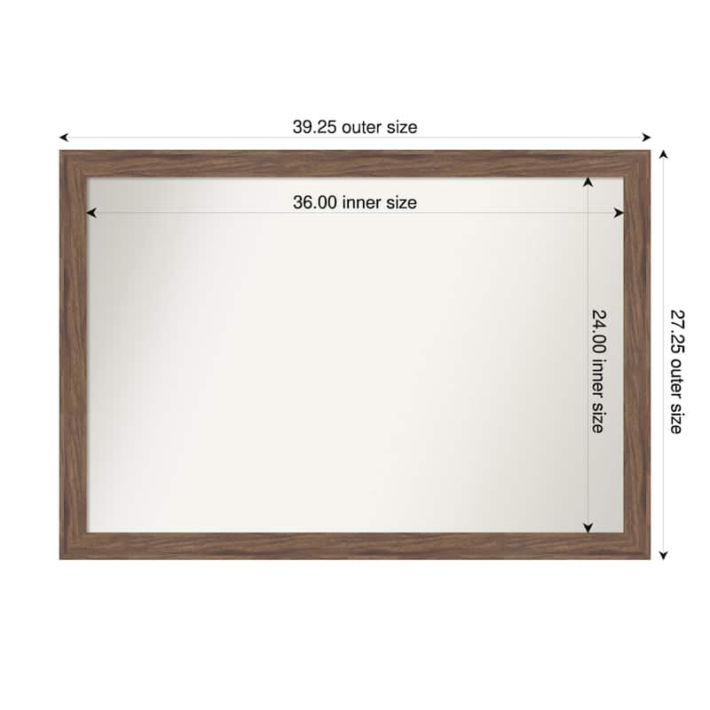 Pia Medium Brown Narrow Non-Beveled Framed Wall Mirror - Pia Medium Brown Narrow - 39 x 27 in