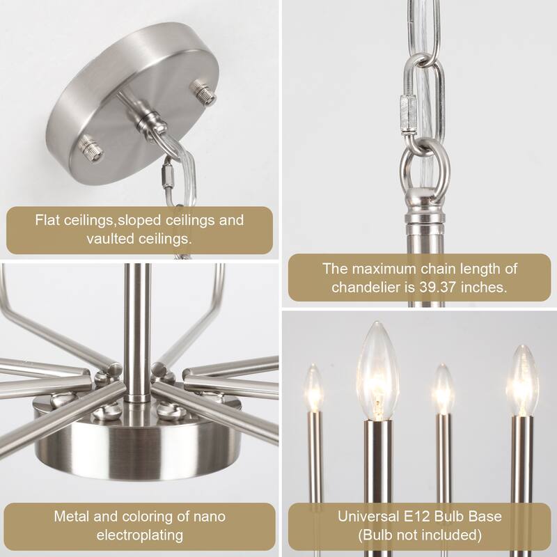 8-Light Farmhouse Traditional Candle Chandelier for Dining Room Bedroom Living Room