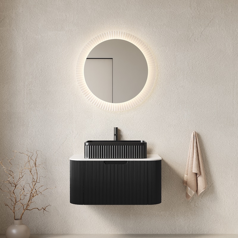 Wall-Mounted Floating Bathroom Vanity with Sink