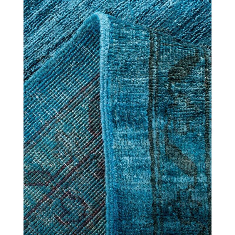 Overton Hand Knotted Wool Vintage Inspired Modern Contemporary Overdyed Blue Area Rug - 12' 0" x 17' 9"