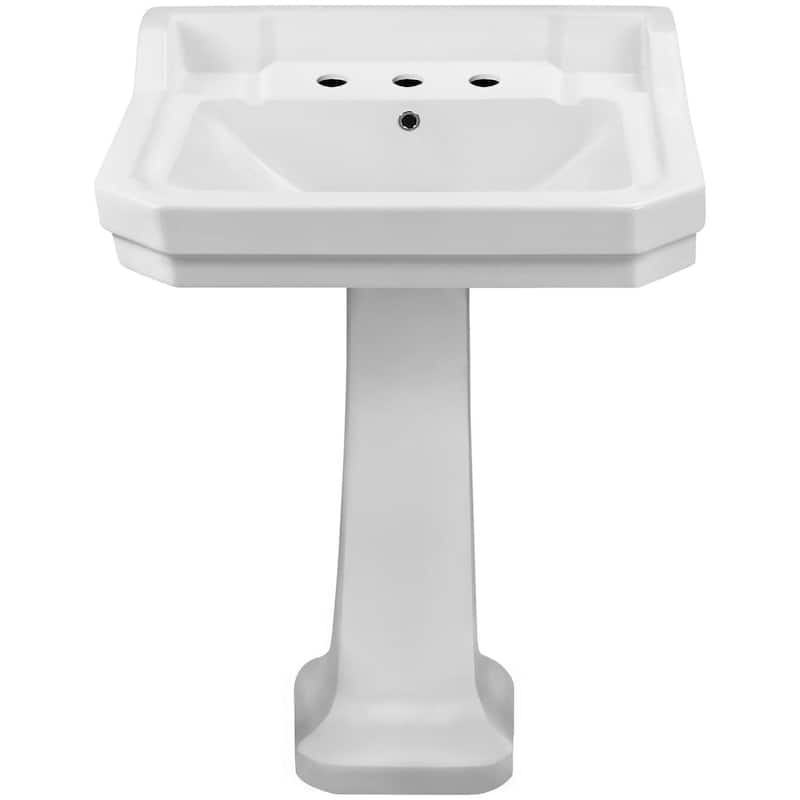 Whitehaus B112L-P-3H Isabella 23-1/2" Rectangular Vitreous China