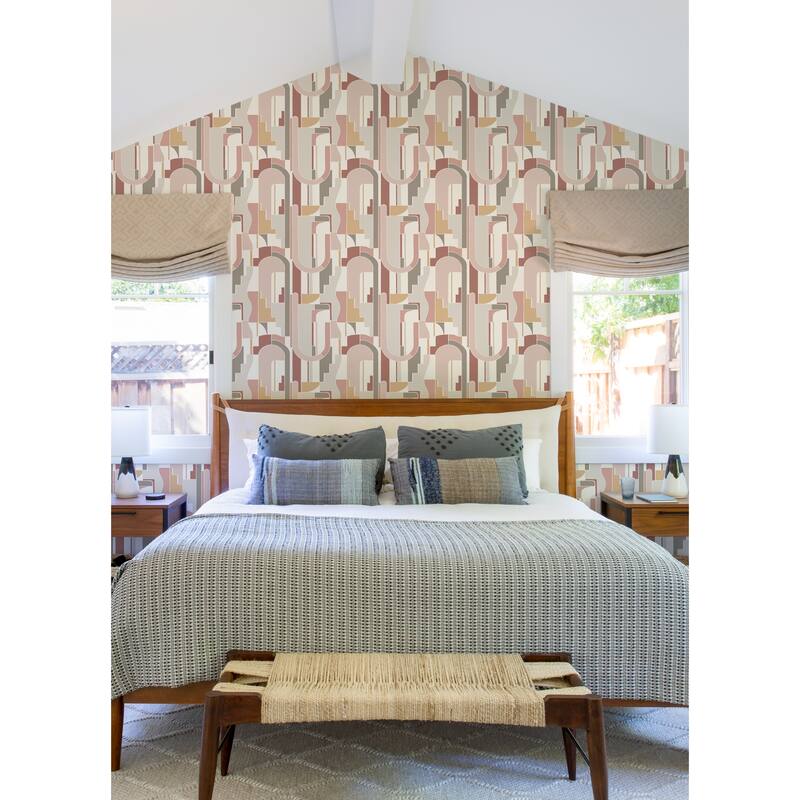A-Street Prints Odele Blush Geometric Archways Wallpaper