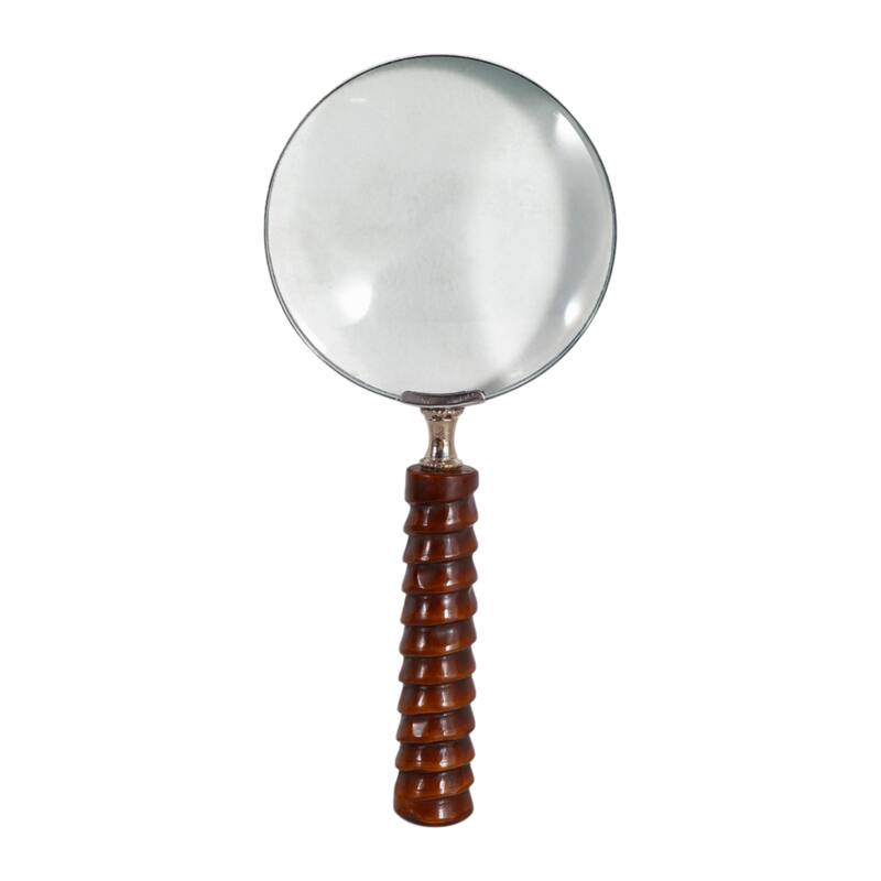 Resin Metal Magnifying Glass Decorative Textured Handle for Shelf Desk - 4" x 9" x 1"