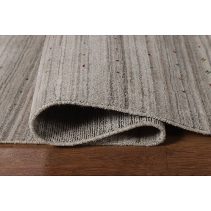 Striped Gabbeh Indian Area Rug Handmade Oriental Wool Carpet - 7'9" x 9'8"