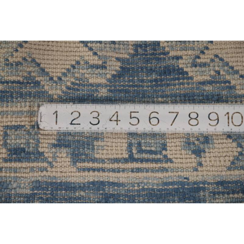 Hand Knotted Oriental 100% Wool Carpet Transitional All-Over Navy Blue & Blues Oushak Area Rug - 14' 9'' X 10' 0''