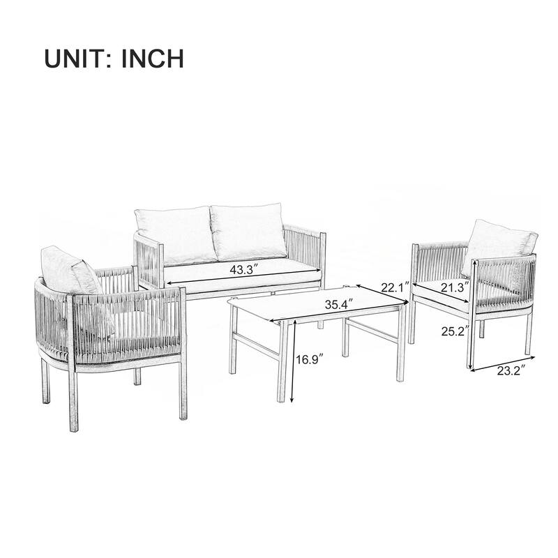 Multi-person Outdoor Sofa Combination with A Table