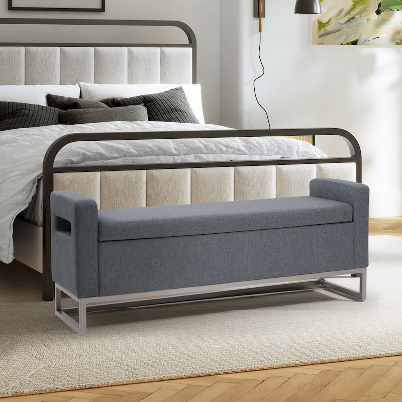 Diana Modern Upholstered Filp-Top Storage Bench with Sturdy Metal Legs