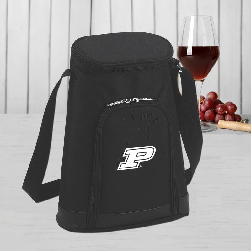 NCAA Purdue Boilermakers Stylish 2 Bottle Insulated Wine Tote Bag with Cheese Board, Knife and Corkscrew