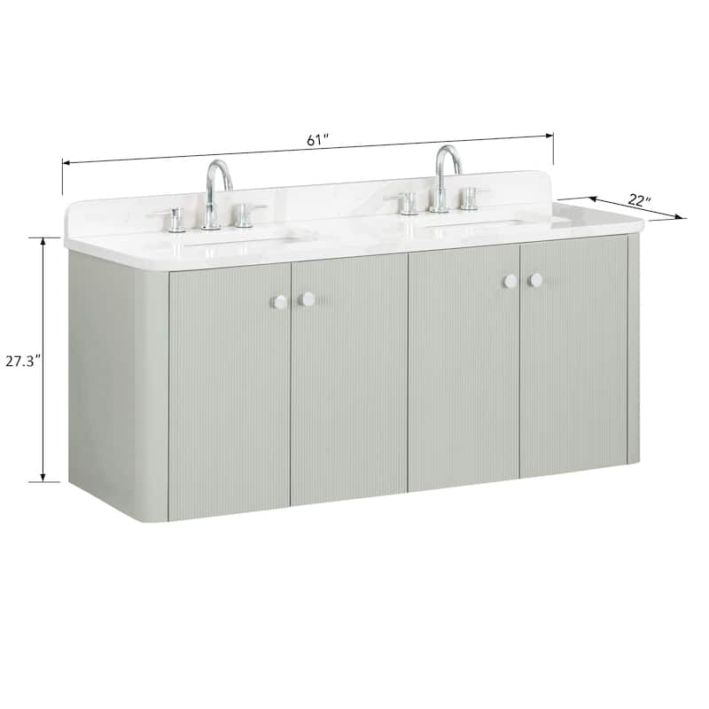 Haley Bathroom Vanity in Soft Sage with Alluring Quartz Top