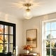 preview thumbnail 2 of 9, Rennnsan 1-Light Modern Clear Grid Glass Semi Flush Mount Ceiling Light for Bedroom and Hallway - 9.8" W x 15" H