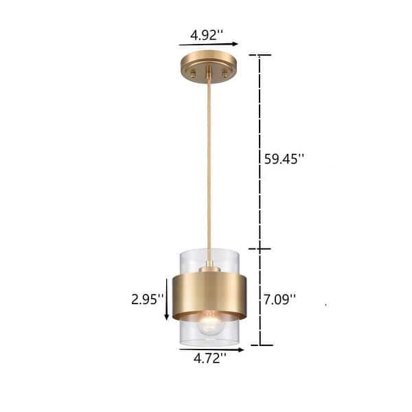 dimension image slide 1 of 2, Syros Modern Pendant Light Industrial Mini Cylinder w/ Glass Shade