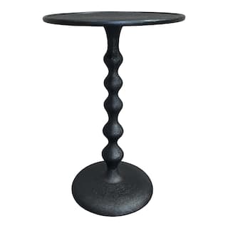 15 in. Black Round Metal End Table with Pedestal Base