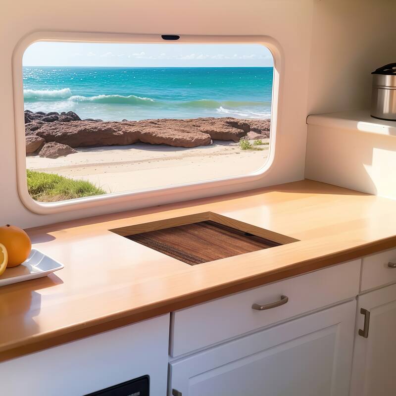 Black/SILVER/WHITE RV Sink with faucet and a foldable tap inside