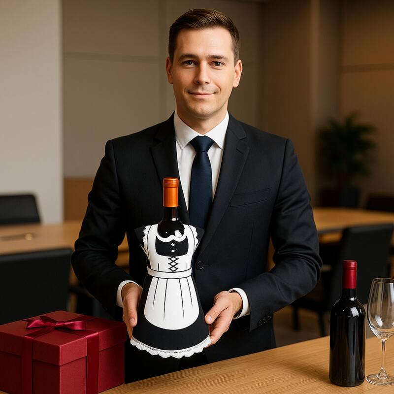 Creative Home Neoprene Party Maid Shape Wine Bottle Cover Jacket, Wine Chiller Jacket
