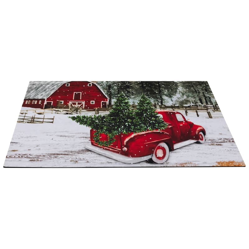 Vintage Pickup Truck Christmas Outdoor Doormat - 17.75" x 29.5"
