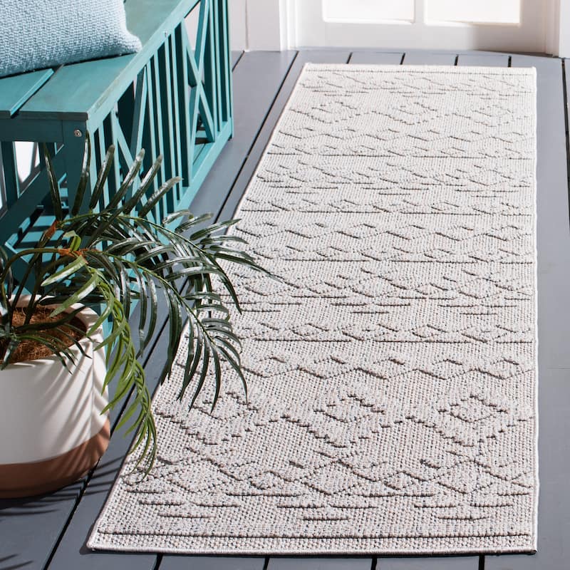 SAFAVIEH Global Kerttu Indoor/Outdoor Waterproof Rug - 2'2" x 8' Runner - Grey/Beige