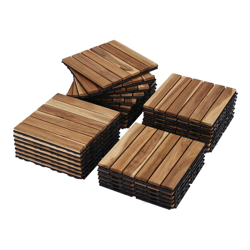 1 ft. x 1 ft. Acacia Wood Outdoor Interlocking Deck Tiles, Box of 10