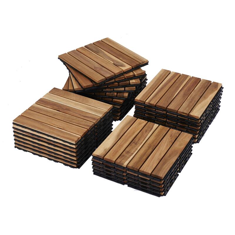 1 ft. x 1 ft. Acacia Wood Outdoor Interlocking Deck Tiles, Box of 20