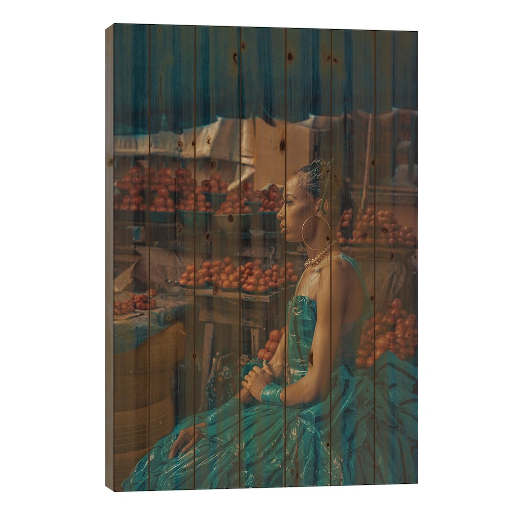 African Woman Print On Wood by Harry Odunze - Multi-Color