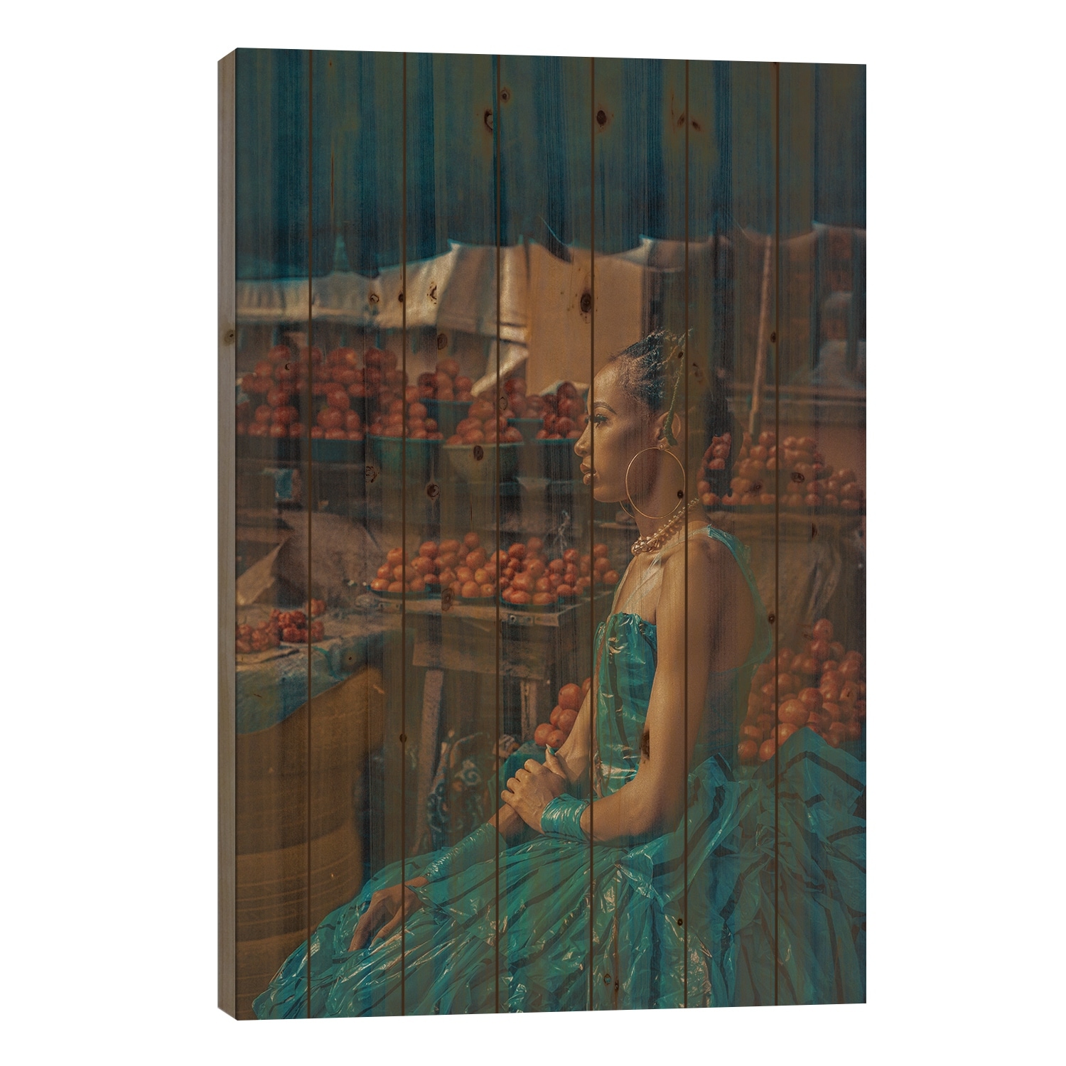 African Woman Print On Wood by Harry Odunze - Multi-Color