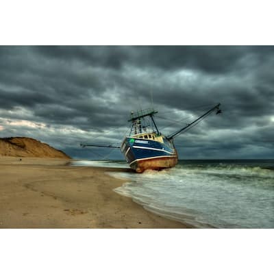 Grounded Boat After Storm Sunrise Cape Cod by Wayne Collamore Art Poster - Print On Demand