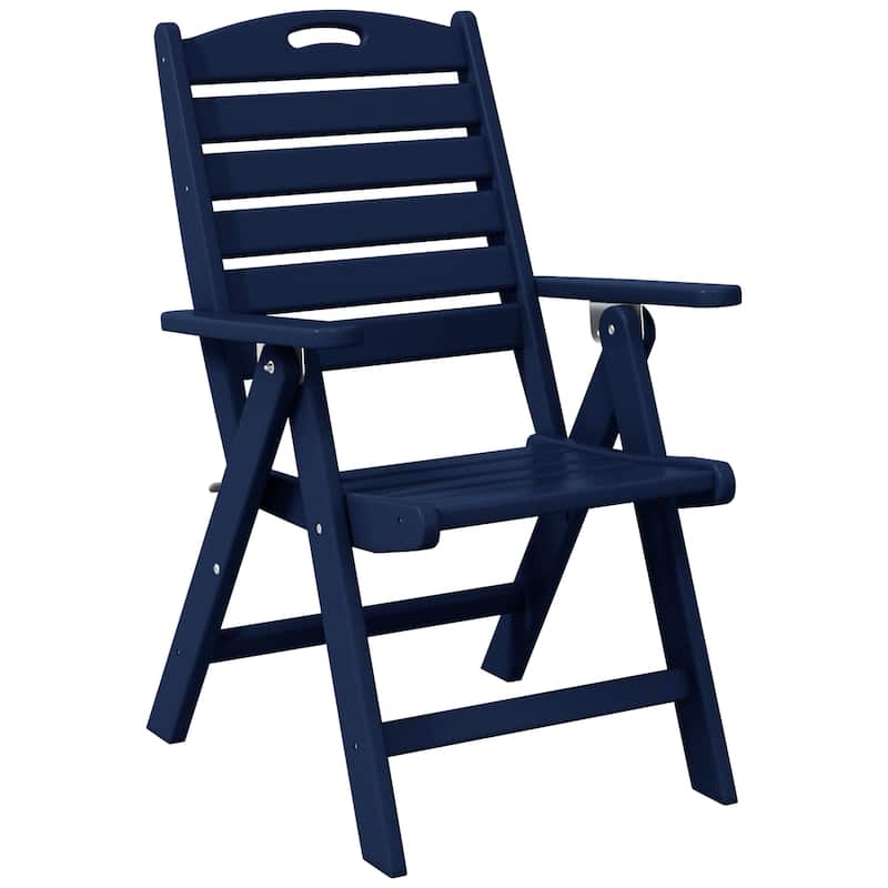 Laguna Foldable Highback Patio Dining Chair with Adjustable Recline Feature - Navy Blue
