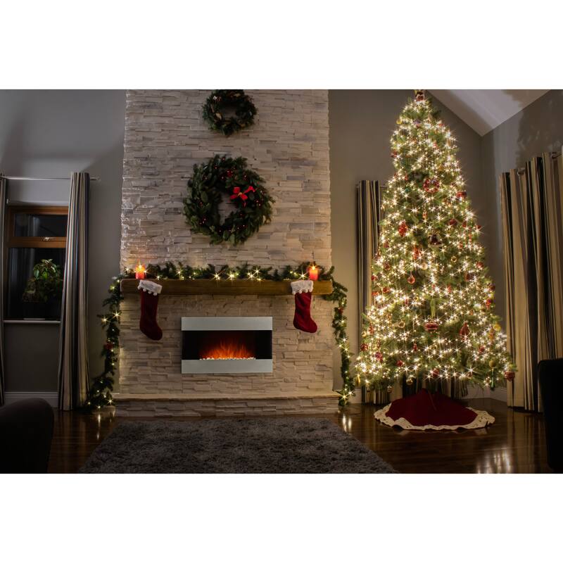 Hastings Home 36-Inch Stainless Electric Fireplace