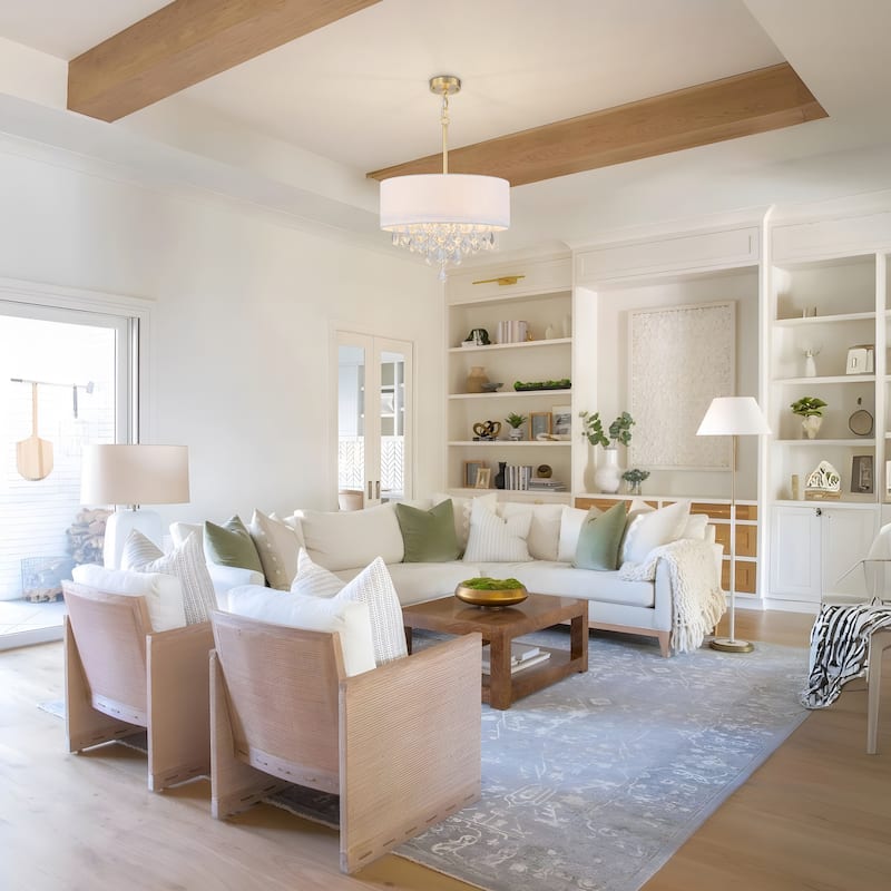 Starsky 5-Light Fabric Drum Chandelier with Crystal Accent