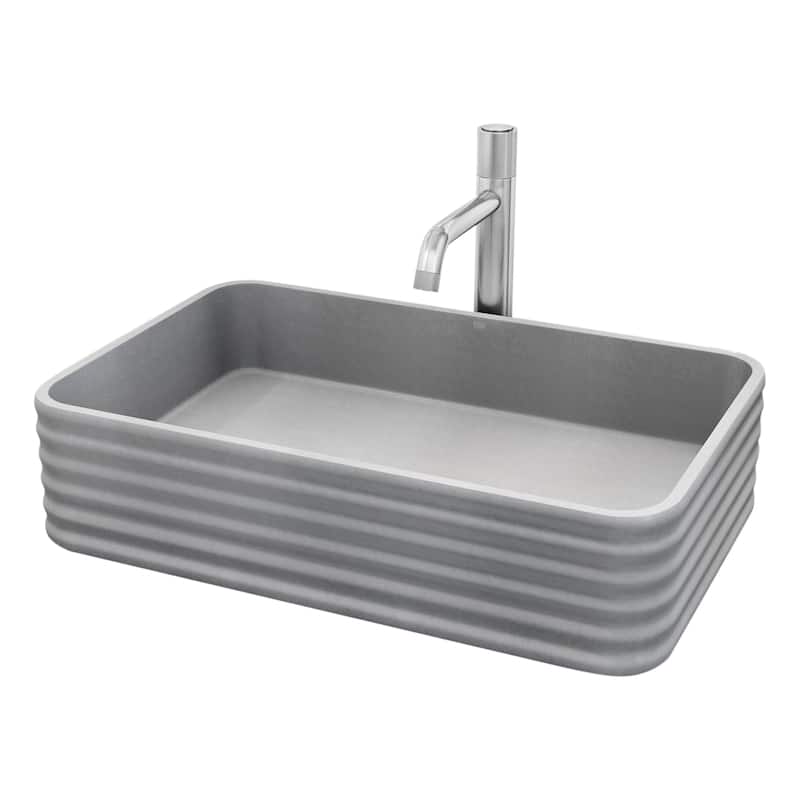 VIGO Cadman 21"L x 14"W Concrete Vessel Sink and Apollo 12"H Faucet Set
