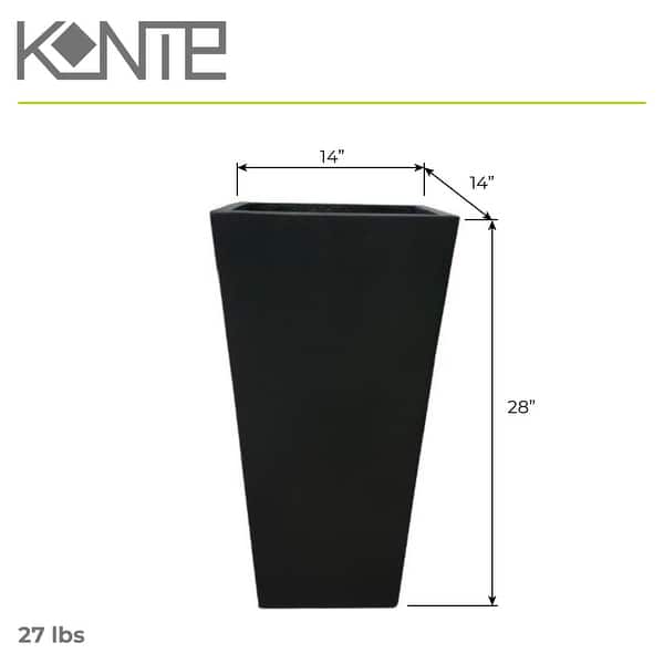 Kante 28 in. Tall Burnished Black Lightweight Concrete Modern Tapered Tall Square Indoor/Outdoor Planter