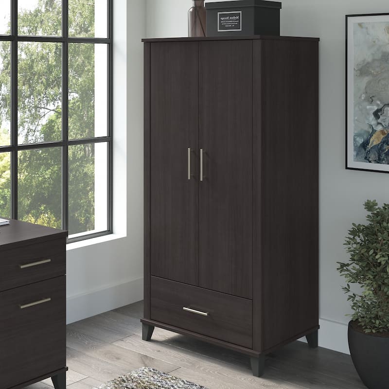 Somerset Tall Storage Cabinet with Doors and Drawer by Bush Furniture - Storm Gray