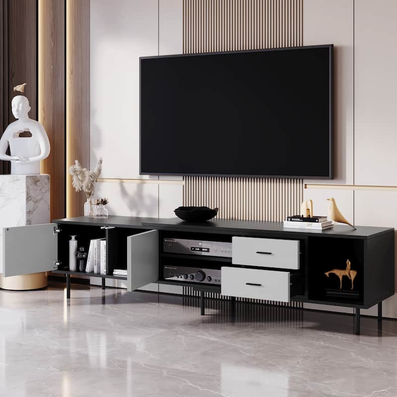Living Room TV Stand with Storage and Two Drawers