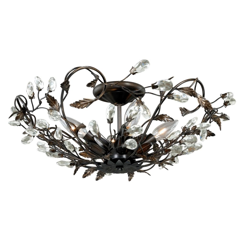 Bronze Flush Mount Ceiling Light - 19 Inch Renaissance Style - Semi Flush Fixture for Hallway, Bedroom, Living Room - 8