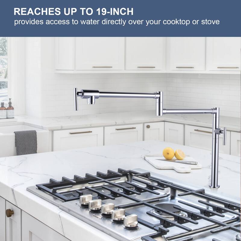 WOWOW Deck Mount Double Handle Pot Filler Faucet