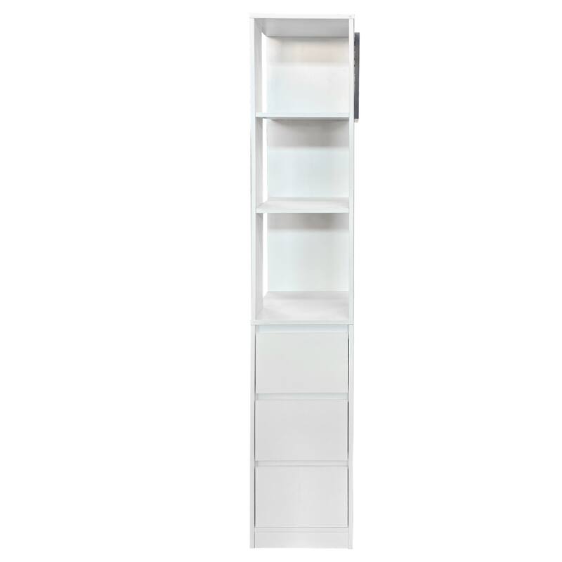 71" Tall Wooden Storage Cabinet for Hallway, Modern Multi-Functional Entrance Organizer