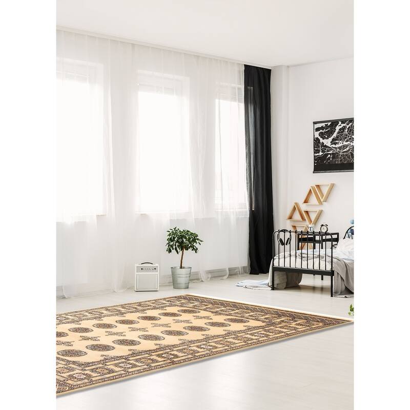 ECARPETGALLERY Hand-knotted Finest Peshawar Bokhara Beige Wool Rug - 4'2 x 5'11