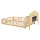 preview thumbnail 11 of 12, Full-Size Montessori Floor Bed with Bookcase, Blackboards and Guardrails, Solid Wood Platform Bed with Storage Headboard